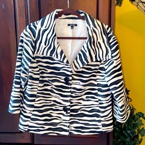 Rafaella 97% Cotton Zebra Print Black & White Jacket
